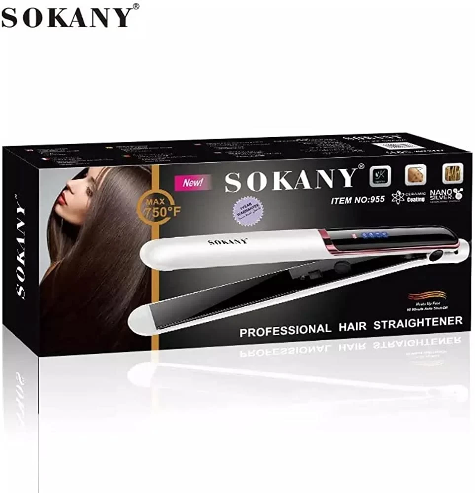 Sokany 955 750°F Ceramic Coating Nano Silver Professional Hair Straightener