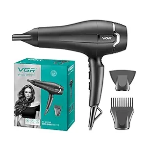 VGR V-450 Professional Salon Series Unisex Hair Dryer 2000-2400W AC Motor 3 Heat Setting Independent Cool Shot Styling Comb Nozzle Concentrator Overheating Protection with Turbo Function & 2 Speed Set