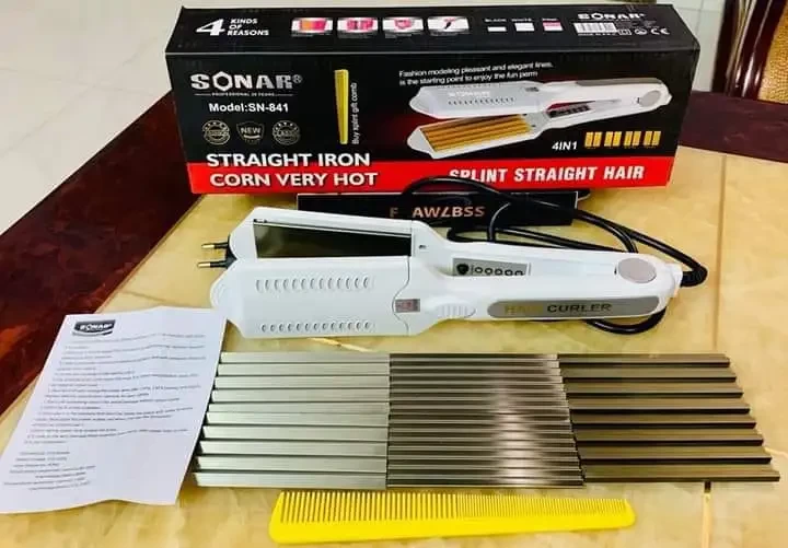 Sonar Sn-841 Professional 200°C 4-in-1 Hair Straightener Crimper Waver