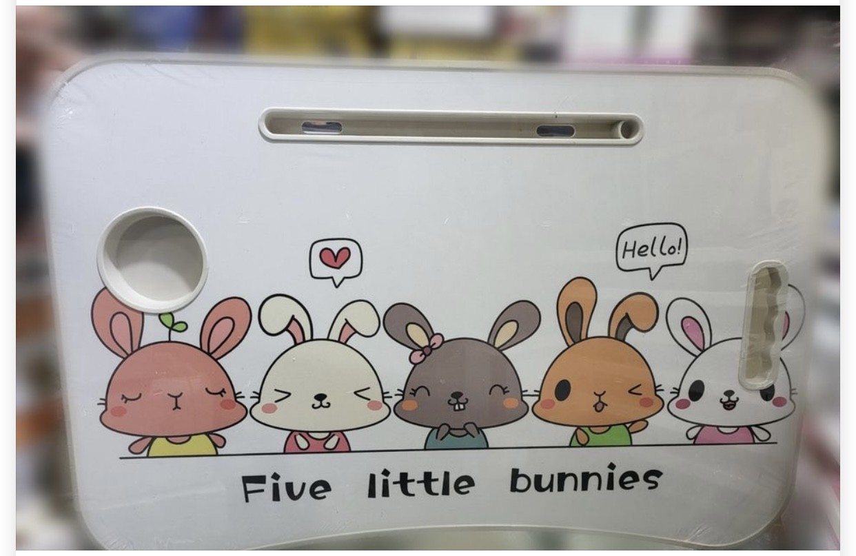 Premium Quality 5 BUNNIES Portable Folding (with drawer) Printed Table for Kids