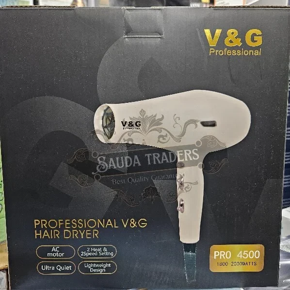 V&G 4500 Dc Motor 2000W 2 Heat & 2 Speed Setting Hair Dryer