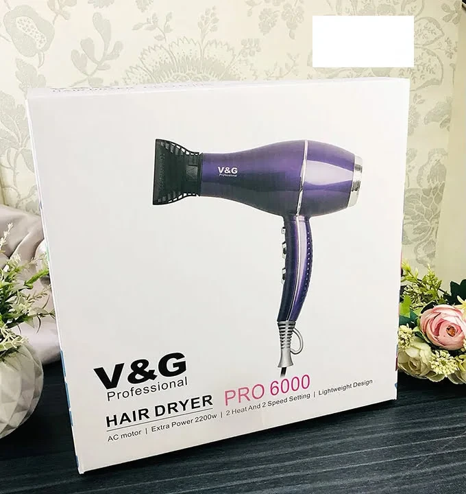 V&G 6000 Pro Dc Motor 2000W 2 Heat & 2 Speed Setting Hair Dryer