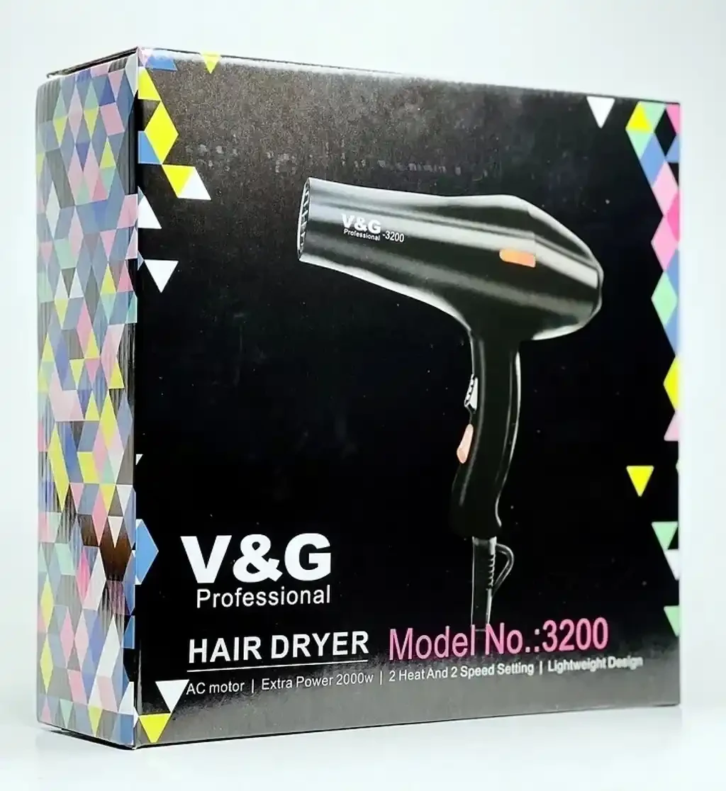 V&G 3200 Dc Motor 2000W 2 Heat & 2 Speed Setting Hair Dryer